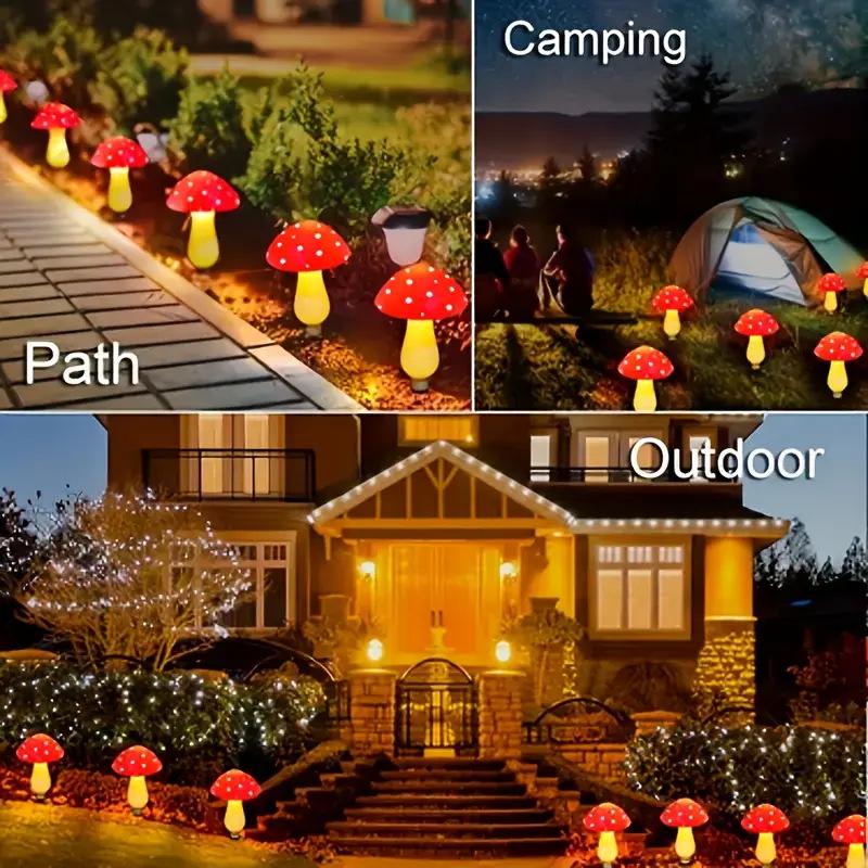 LED Solar Mushroom String Lights for Outdoor Garden and Courtyard Decor
