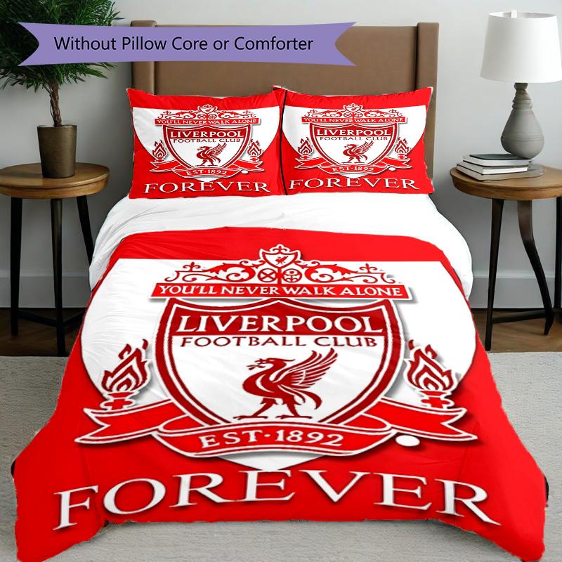 Set copripiumino 3 pezzi (1*Copripiumino + 2*Federe, Senza Nucleo),Set Biancheria da Letto con Stampa Liverpool F.C, Decorazione Camera da Letto, Per Tutte le Stagioni, Regalo di Compleanno
