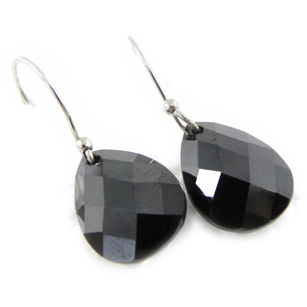 Les Trésors De Lily [C6920] - Silver Earrings 'Linda' Silver Black (rhodium-plated) - 15x12 Mm