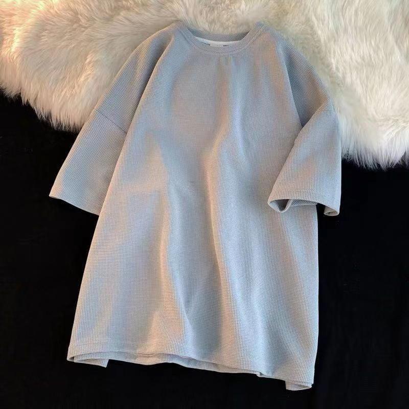 2023 Men's Ice Silk Waffle Casual Summer Set - Short Sleeve T-Shirt & Matching Plus Size Outfit