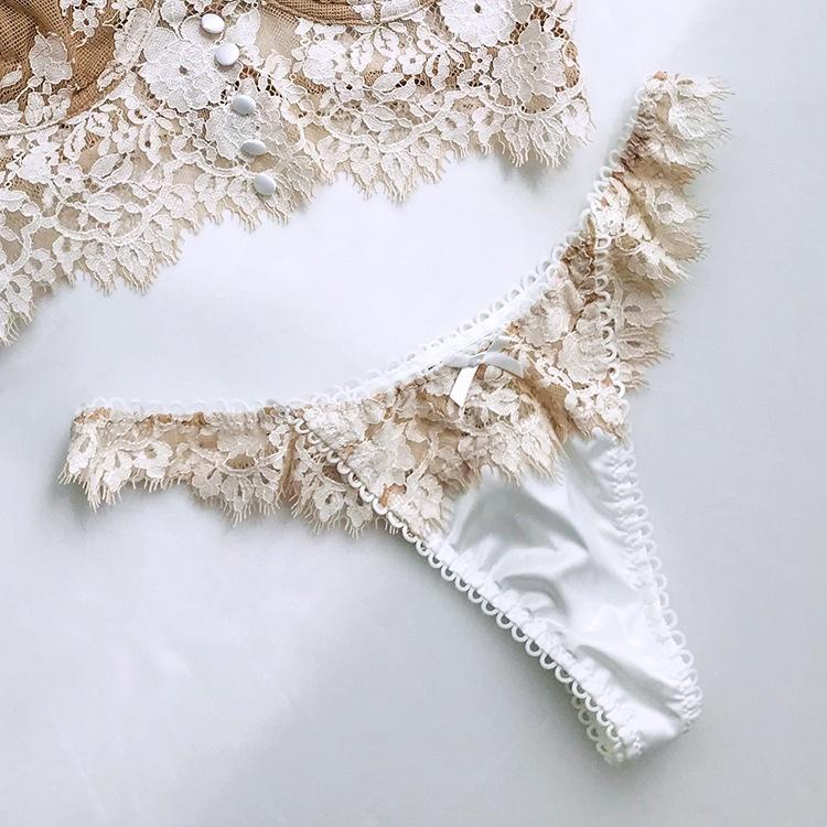 Women s Sexy Lace Thong Soft Smooth Fabric Elegant Ladies Underwear Black White S