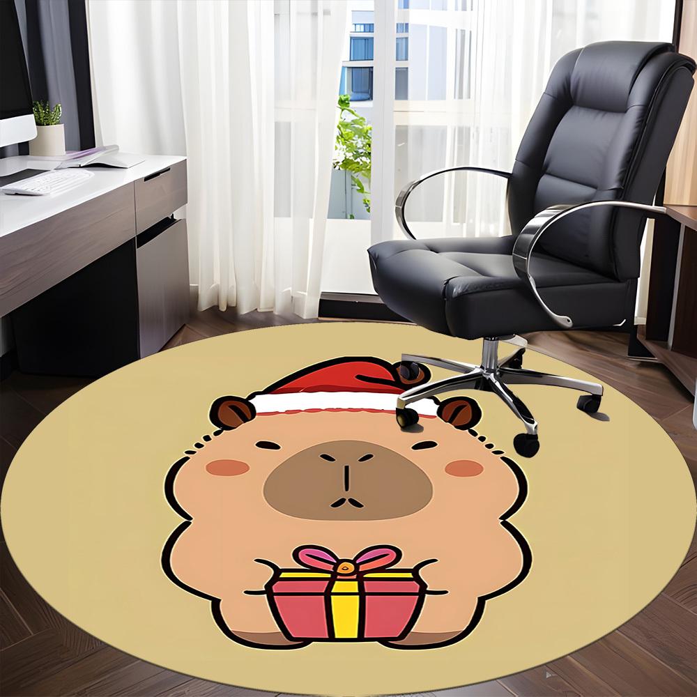 1pc Capybara Gift Chair Carpet for Office, Soft Flannel Throw Mat, Perfect for Office, Holiday Party Decoration Choice Yy260209039