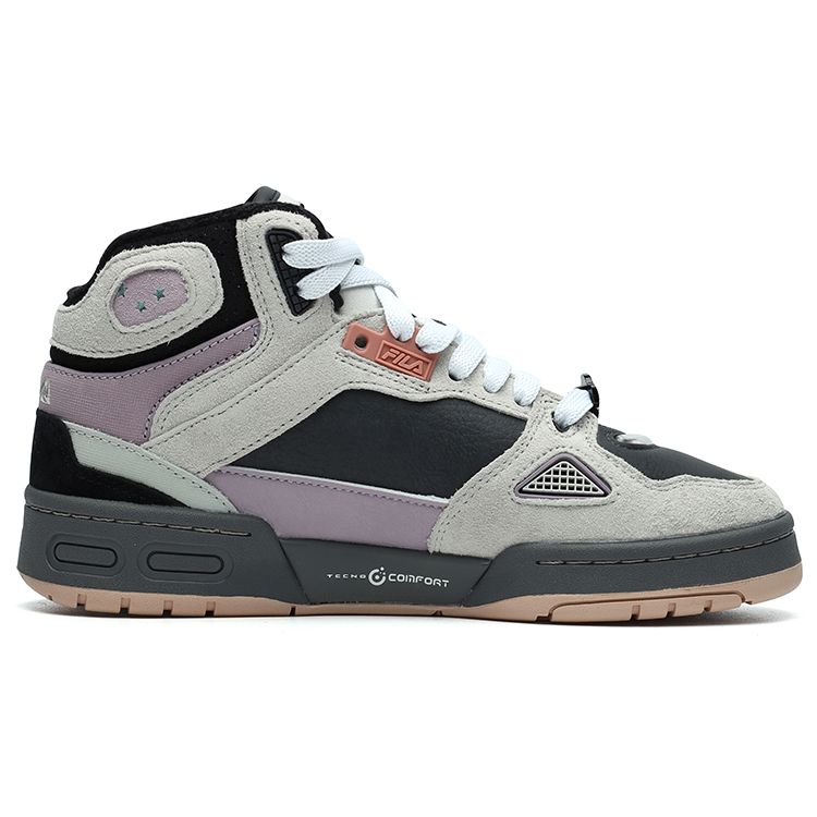 Fila Fusion Teratach Fleece Mid Top Retro Basketball Shoes Women sneaker Black Gray T12W141225FBA