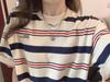 Women's 2024 Striped Pure Cotton Short-Sleeve T-Shirt - BF Style, Loose Fit, Casual Summer Top