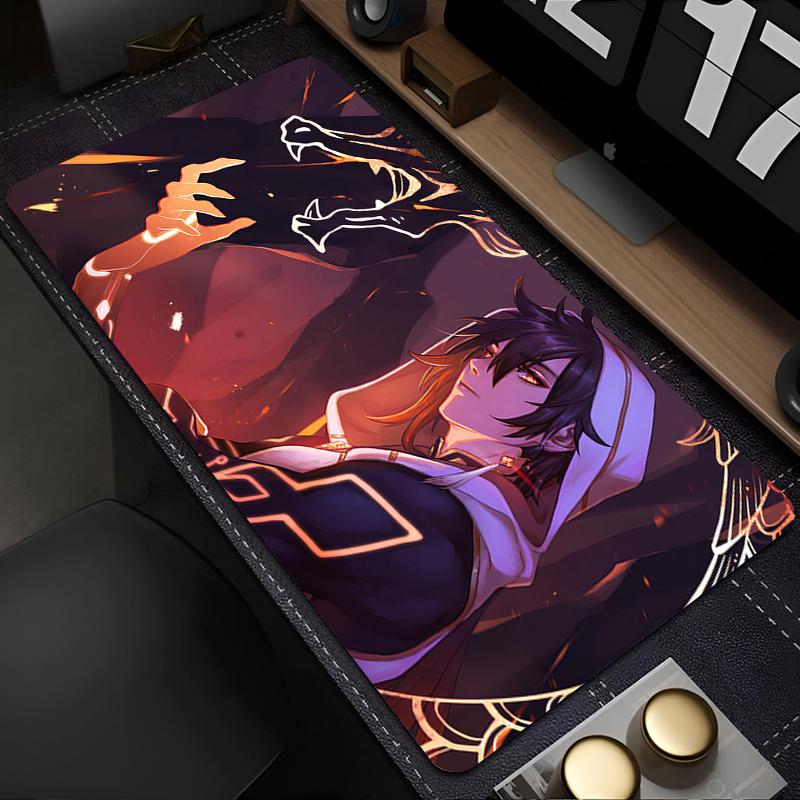Anime Zhongli Mouse Pad Large Gaming Desk Mat NonSlip Laptop Keyboard Tray Office Pc Genshin Impact Gamer