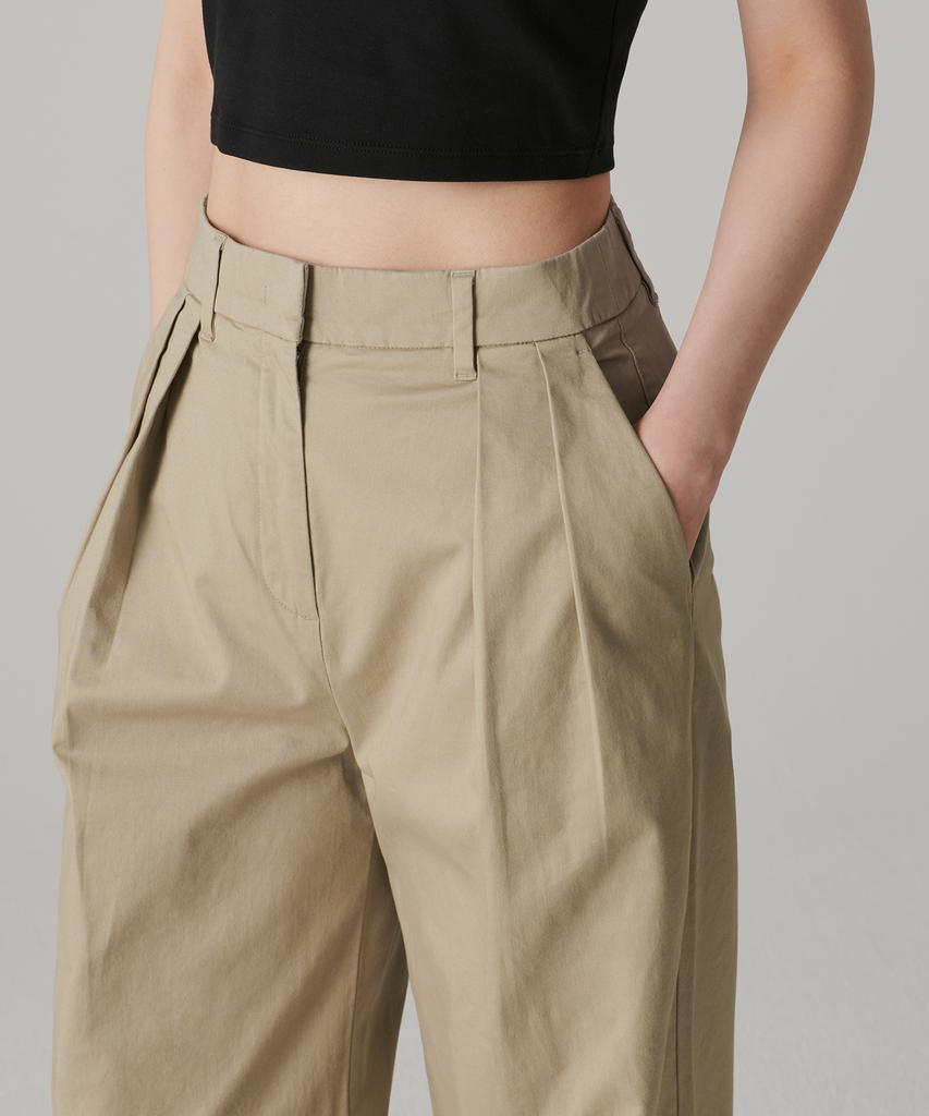 MUSINSA STANDARD WOMAN Women'S Reverse Two-Tuck Wide Chino Pants [Beige]
