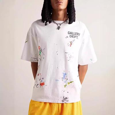 Sınır ötesi Avrupa ve Amerika trend markası GALLERY DEPT el boyaması mürekkep sıçratma grafiti baskılı kısa kollu tişört erkek ve kadın yüksek