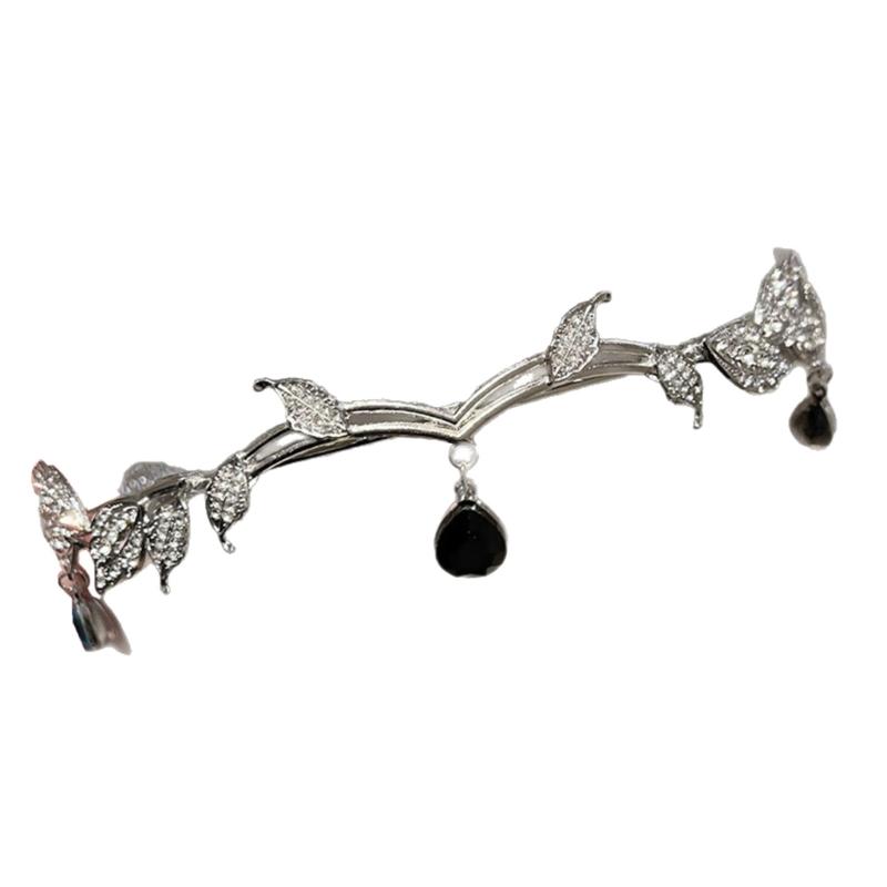 Sparkling Rhinestones Tassels Headbands with Leaf and Teardrop Design for Women Adjustable Size Lightweight Hair Accessory