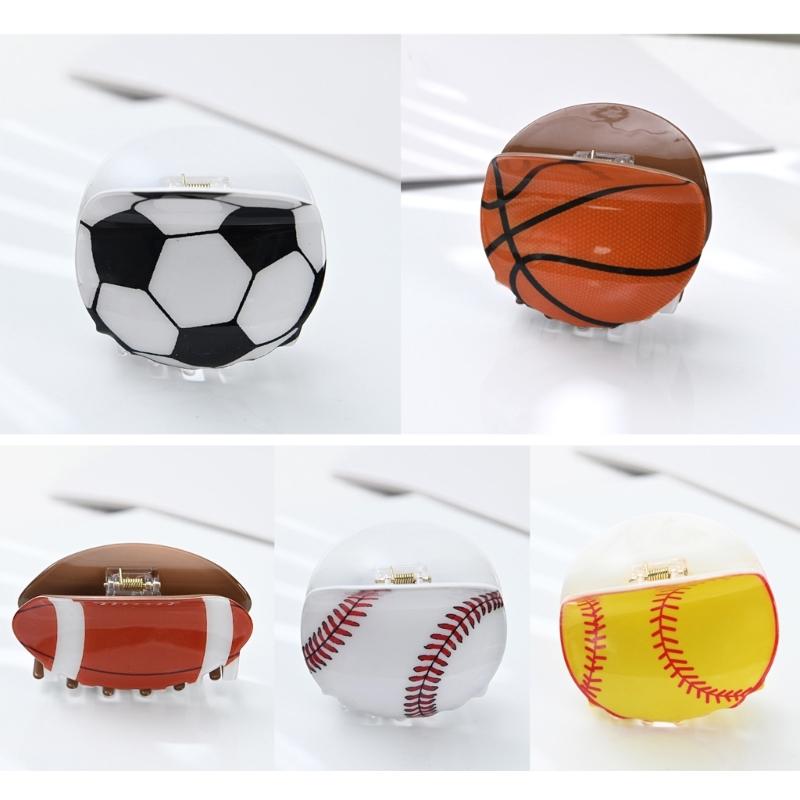 Girls Hair Claw Women Ball Themed Hair Clamp Grab Hairclip Fashionable Hair Grip Barrettes Acrylic Hairpin Accessories