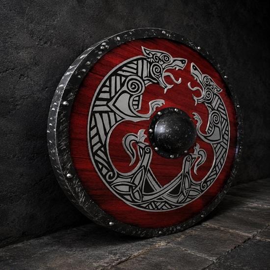 Viking Shield, 60.96 Cm Battleworn Fenrir Wolf Norse Wall Art, Pagan Decor Gift