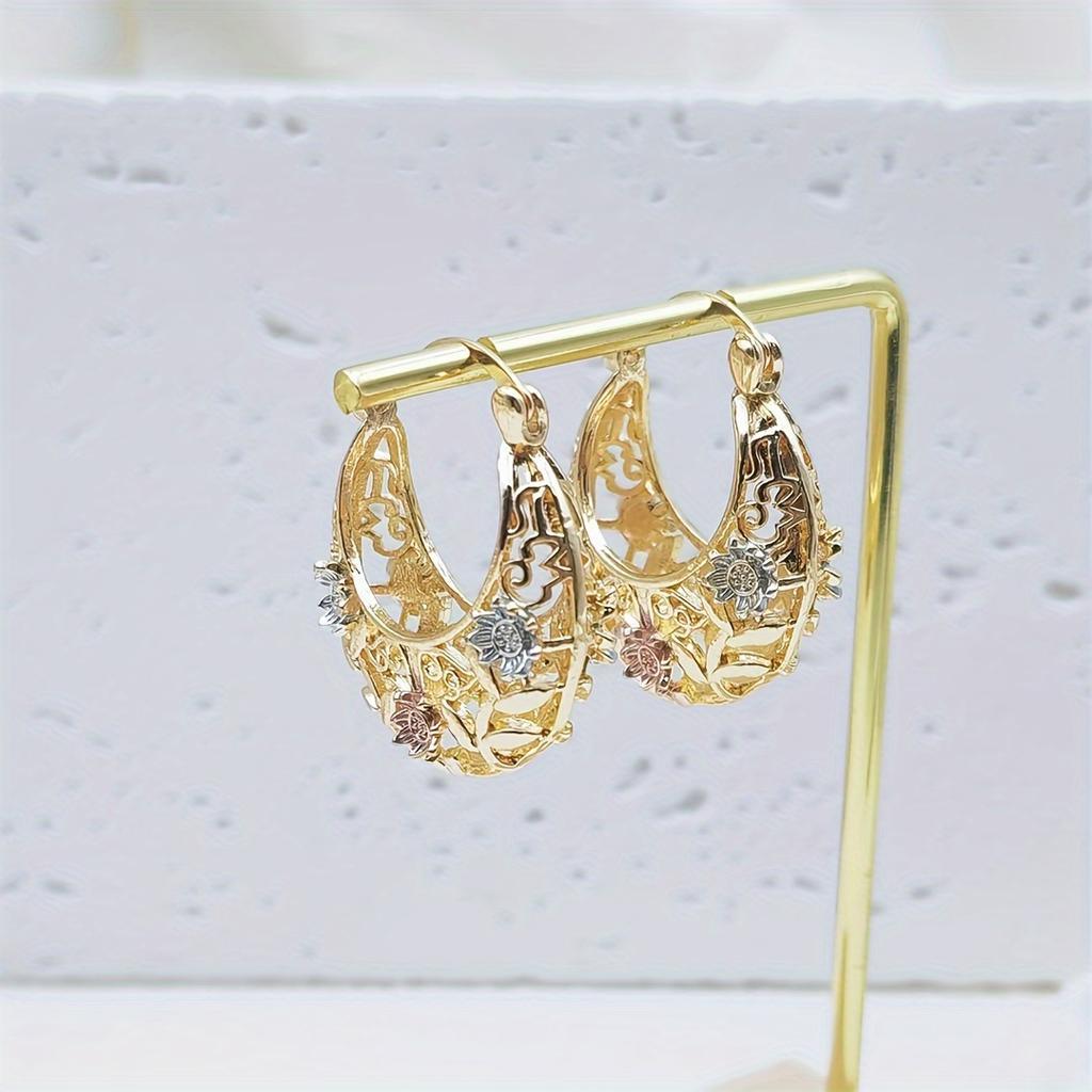 [Elegant Earrings] Elegant Floral Hollow Drop Earrings for Women | Versatile Fashion Jewelry for Everyday & Parties, Pendant, Flower