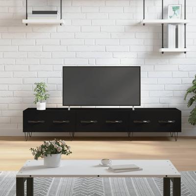 Vidaxl TV Cabinet, Black, 150X36X30 Cm, Wood-Based Material