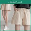 Women Shorts High Summer Elastic Waist Loose Drawstring Casual Sport Above Knee Length Pockets Jogging Homewear