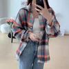 Lente Vintage Eenvoudige Losse Geruite Overhemden Dames Mode Lange Mouw Tops Plus Size Casual Blouses Dames Enkelrijs Slim Kantoor Dames Overhemd 26107