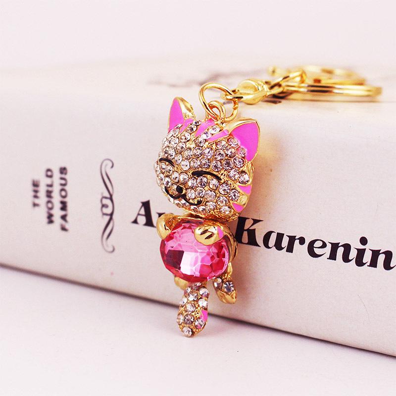 Брелок со стразами «Счастливый кот» – Милая подвеска-котенок, аксессуар для сумки для женщин, маленький подарок 5.4*2.4