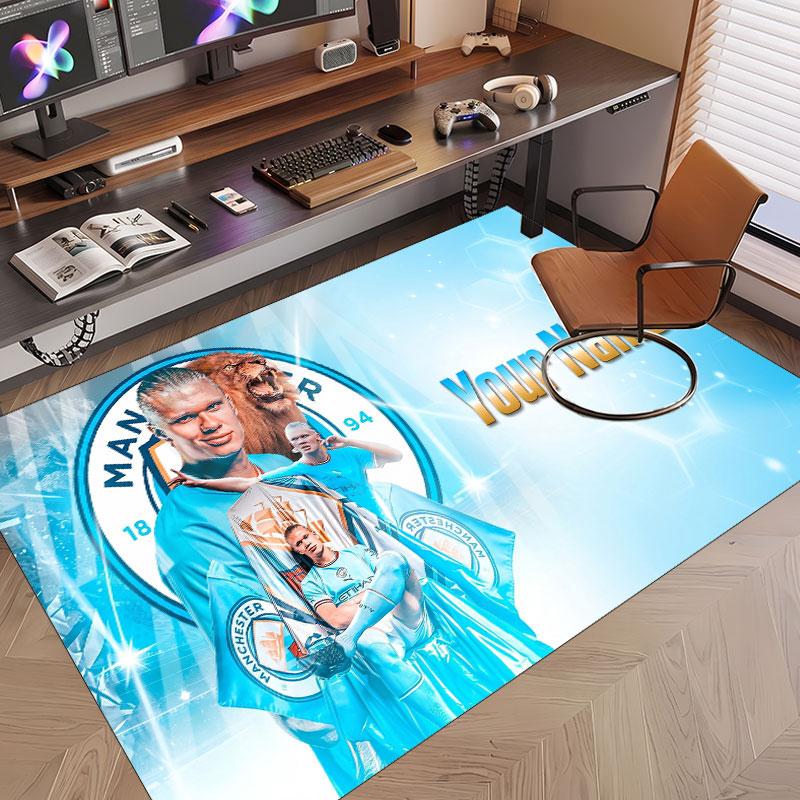Custom Rug Erling Haaland Pattern Print Name Text Soft Non‑Slip Floor Carpet for Home Indoor Decoration
