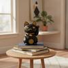 Maneki Neko Mattschwarz Harz Glückskatze Modern für Eingangsbereich, Schreibtisch
