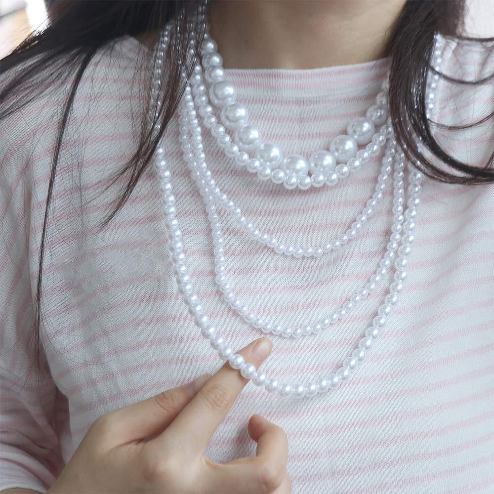 Sweet Pearl Beaded Necklaces Charms Exaggerated Necklaces Korean Style Multi Layer Necklaces  Party