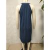 Damen ärmelloses einfarbiges Spaghettiträger-Casual-Kleid für den Strandurlaub, mittellang