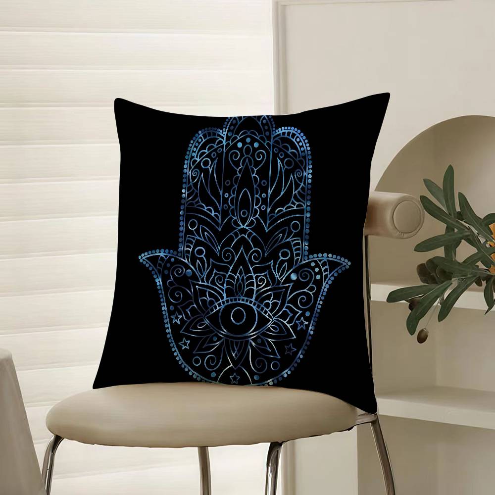 Beautiful Mysterious Style Hamsa-A Pillow Case Comfort Sofa Bed Silky Elegant Invisible Zipper Decorative Cushion Cover