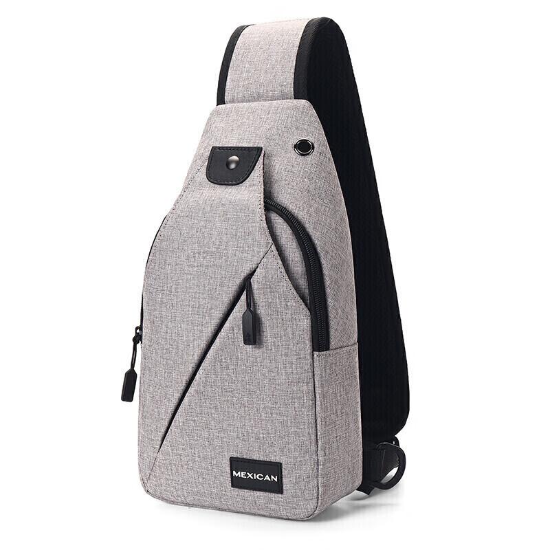 MEXICAN Men's Chest Bag, Travel and Casual, Crossbody Bag, Phone Waist Pack, Canvas Backpack, Cycling, Gray