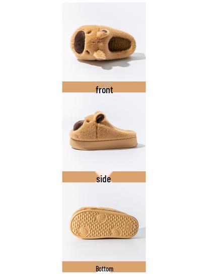 Kids' Cartoon Cotton Slippers – Cozy, Fleece-Lined, Thick Sole Fur Slippers for Boys. Perfect for Autumn & Winter Indoor Comfort.