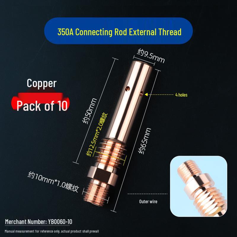Purple Copper 500A Welding Gun Conductive Tip Holder, Gas Shielded 200A/350A MIG Accessories