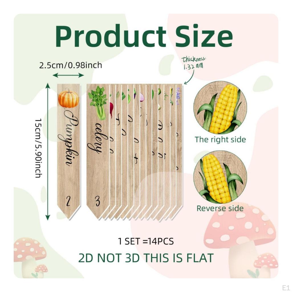 14 Pieces Garden Labels with Stakes Waterproof Placards WeatherResistant Plant for