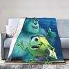 Monsters, Inc Cartoon Fleece-Kuscheldecken Mike Wazowski James Sullivan für Schlafzimmer Strickdecke Reise Ultra-Weich Tragbar