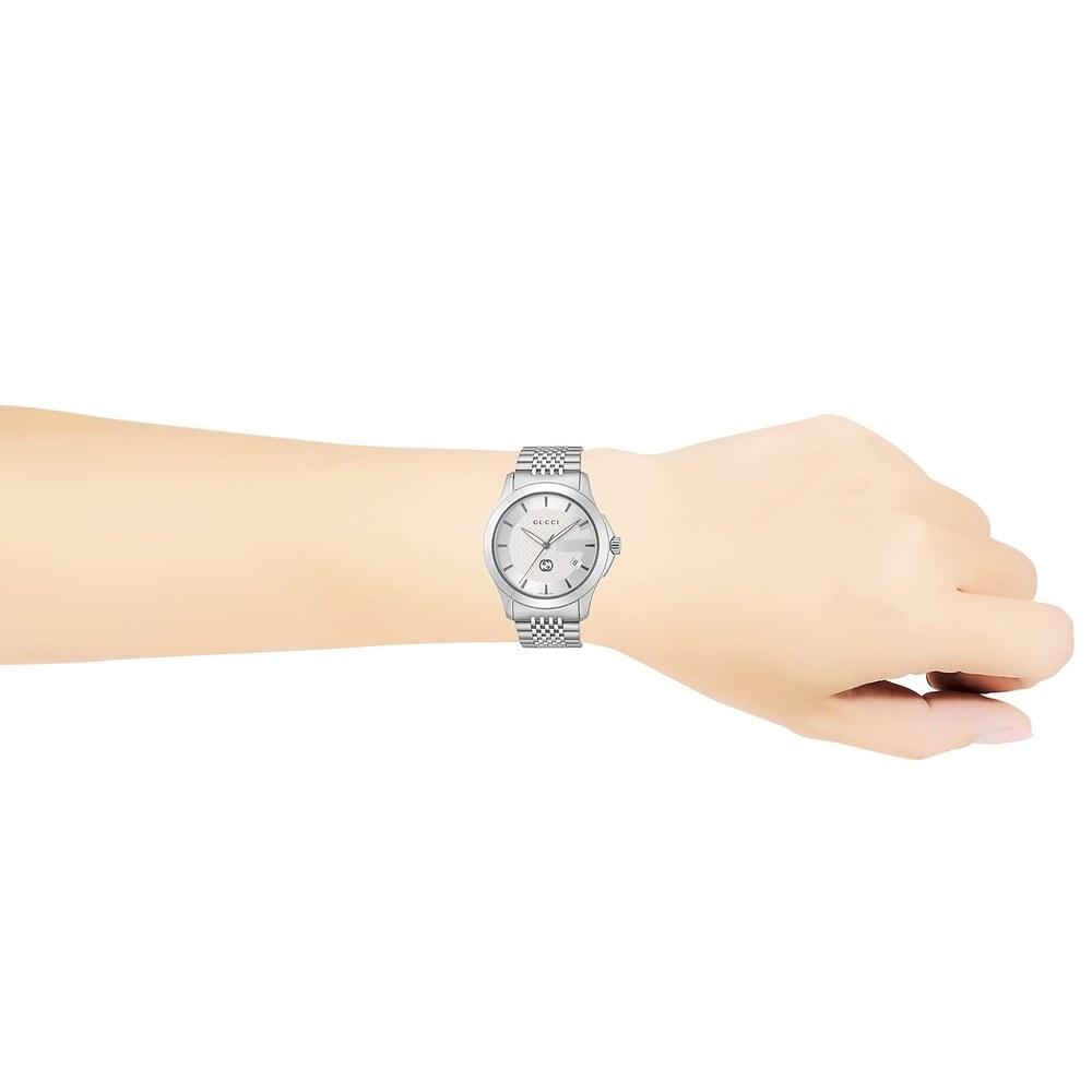 Gucci G Timeless Wristwatch 38MM Quartz Stainless Steel Sapphire Glass Water Resistant Men's Silver Solid Box Not Included