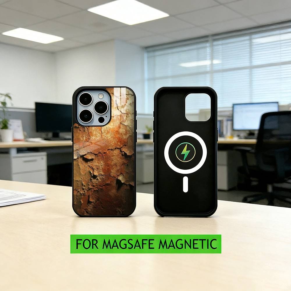 Industrial Style Retro Rusty Phone Case For iPhone17,16,15,14,13,12,11 Plus,Pro Magnetic with Magsafe Wireless Charging