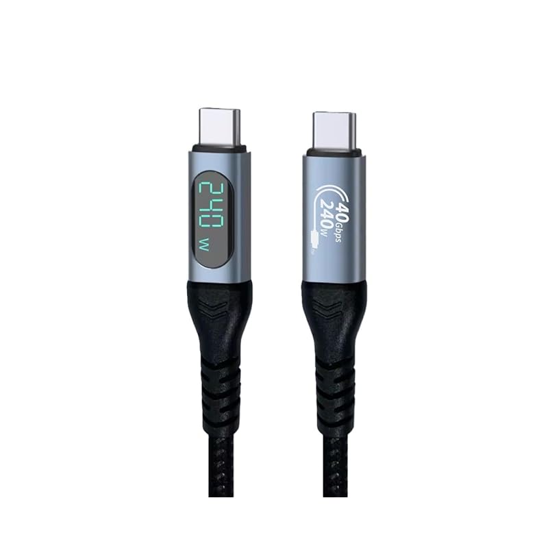 No-brand product Full Kawa Select USB Type-C cable 40Gbps 240W compatible 1m with wattage display [Inspected in Japan] Equipped with USB4Gen3eMarker
