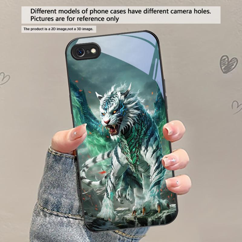A huge dragon and tiger For iPhone 17 Air 16 E 15 Plus 14 Pro Max 13 12 mini 11 5 6 7 8 Plus XR XS Max SE Black Glass Phone Case