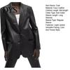 Simple Faux Leather Jacket Women Medium Length Suit Coat Solid Color Lapel Autumn Spring Single-Breasted for Daily Work Parties Dates Single-breasted