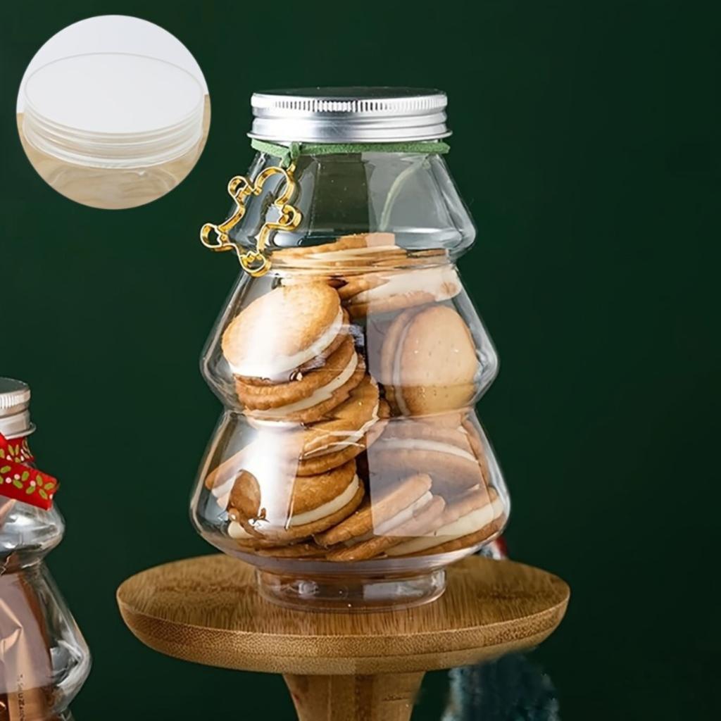 Christmas Tree Shaped Jar Set, Shatterproof PET Containers For Candy
