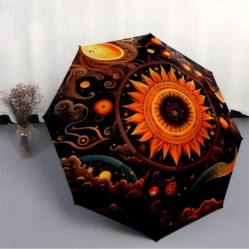 1pc Cosmic Eye Mandala Automatic Opening and Closing Folding Umbrella with 8 Iron Ribs - Portable, Foldable for Travel yy251124149