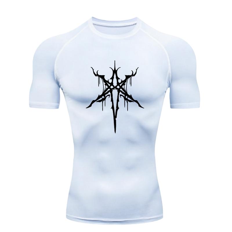 Gothic Cross Pattern  Men's Sports T-shirt Training Fitness Compression Workout T-Shirt Rashgard Tops
