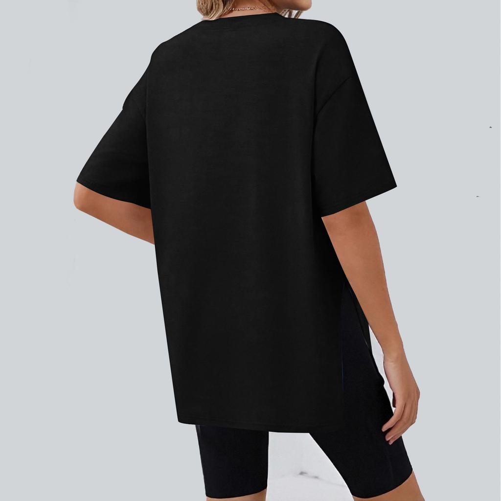 T-Shirts für Damen Plissiertes R-Ausschnitt Schick Lässige Blusen Druck Kurzarm Sommeroberteile Lockere Passform