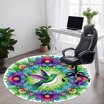 1pc Hummingbird Mandala Flowers Chair Carpet for Office, , Non-slip Carpet, Very Suitable for Offices, farmhouses,Outdoor Carpet Yy251120072