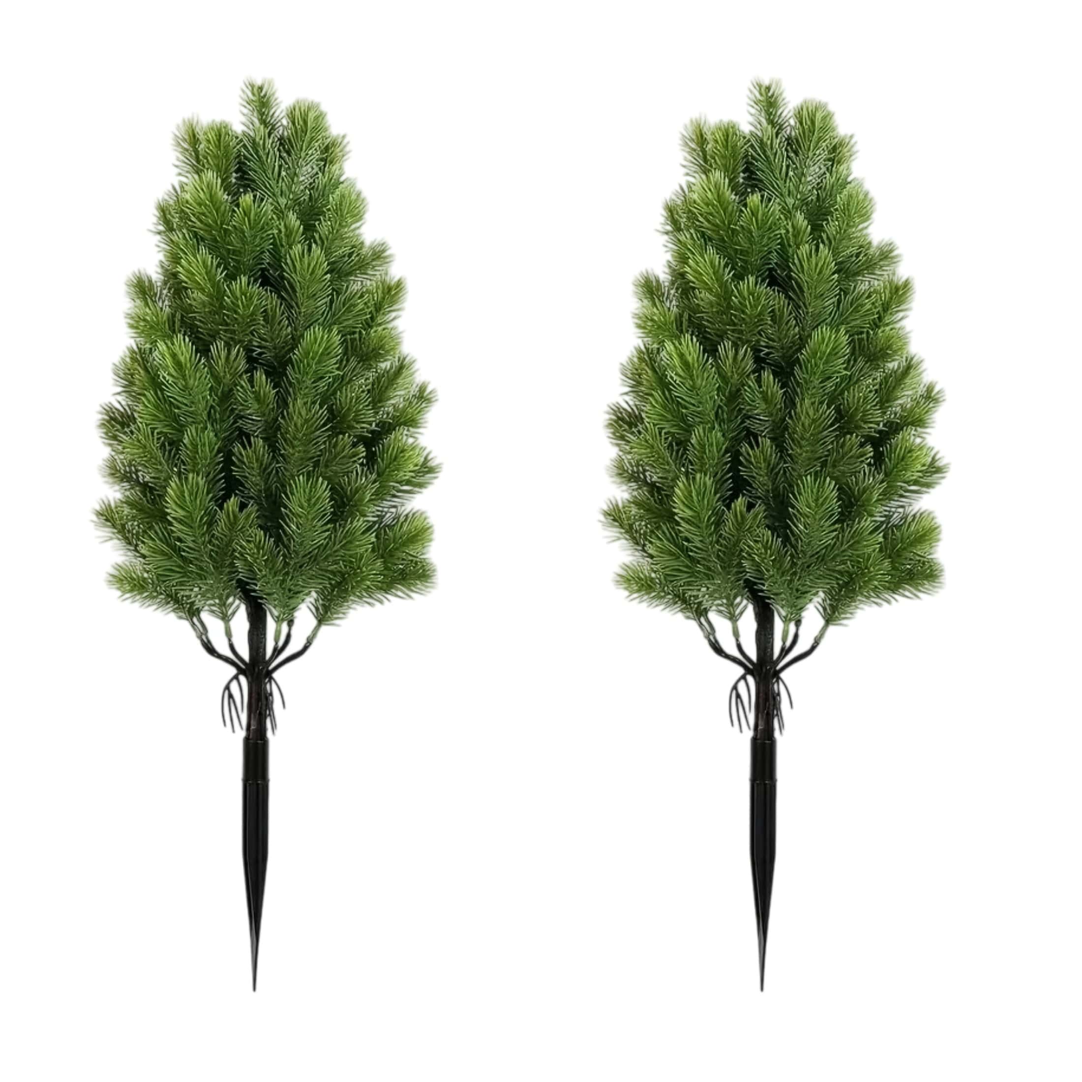 

2pcs Artificial Christmas Pine Trees with Black Spiked Base - Indoor/Outdoor Holiday Decor- Thanksgiving, Christmas Decor 0.55M