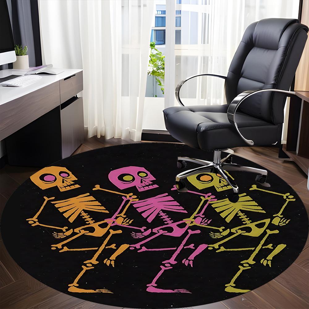 1PC Skeletoons Skeletons Office Round Area Rug, Mat Suitable For Office, Under Office Chairs Bedroom Living Room Home Decor, Room Deco