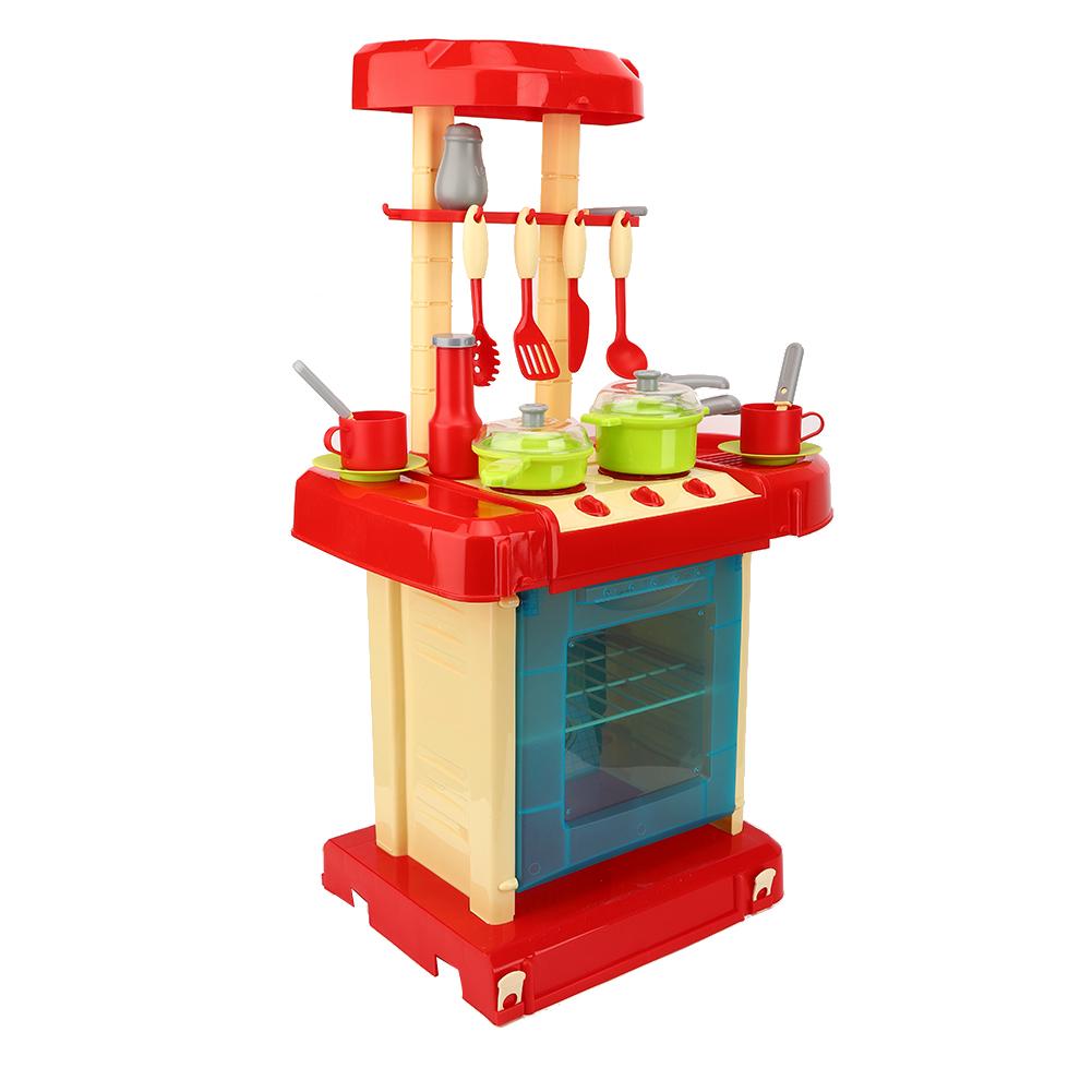 Simulation Kitchen Toy Set Children Cooking Tableware Toys with Light Sound Effect