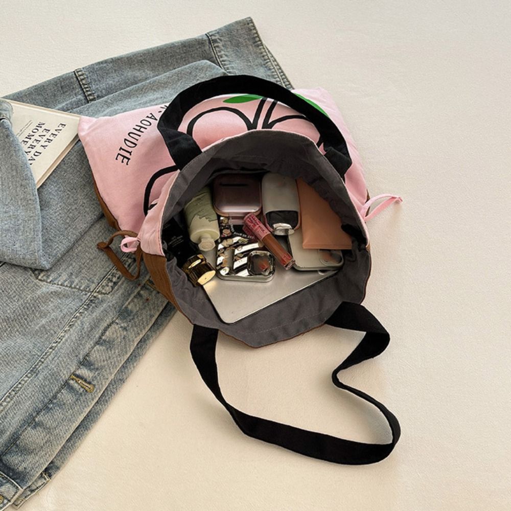 Large Capacity Flower Shoulder Bag Korean Style Printed Handbag Lightweight Cloth Tote Bag  Outdoor