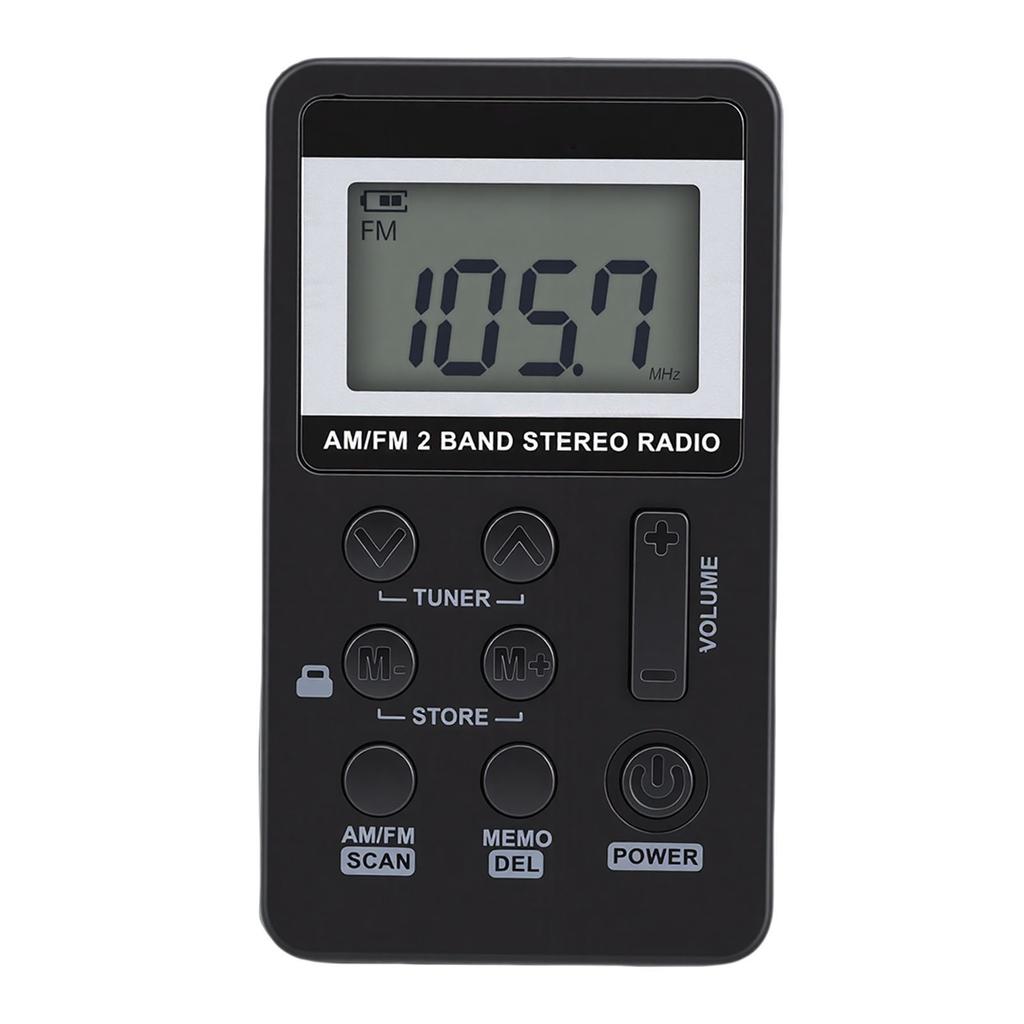 Personal AM FM Pocket Radio Portable Digital Tuning Radio with 500mAh Rechargeable Battery Earphone Lock Screen for