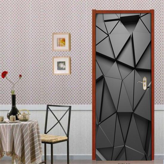 3D Geometric Waterproof PVC Door Wall Sticker Home Living Room Art Decor Decal