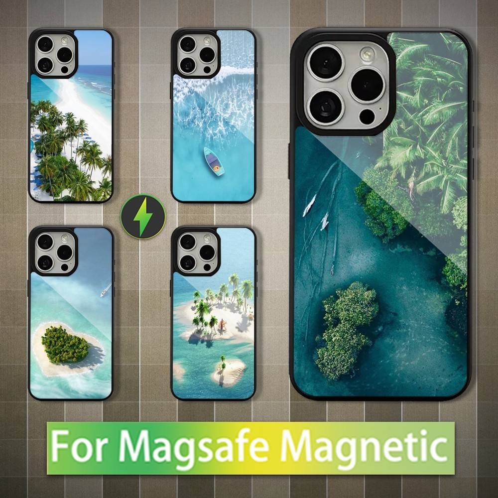 MALDIVES Travel Map For iPhone 12,Pro,16,15,Mini,13,17,Max,11,14,Plus,For Magsafe,Magnetic Wireless Charging Case