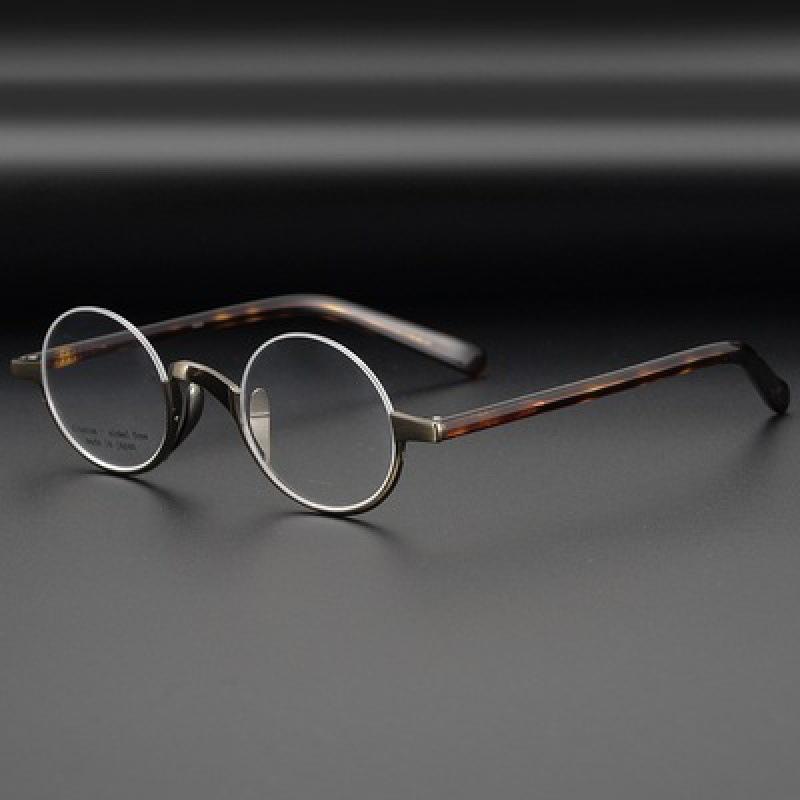 2025 Japanese Handmade Round Half Rim Glasses Frame Men Women Vintage Acetate Titanium Eyegalsses Personality Optical Eyewear