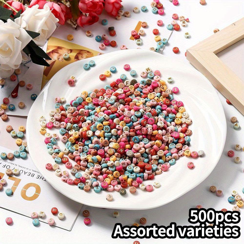 

100/300/500 шт. Акриловый материал, декоративные круглые бусины с буквами, цветные акриловые бусины с буквами дружбы, браслет, изготовление ювелирных изделий своими руками, подарки 500pcs