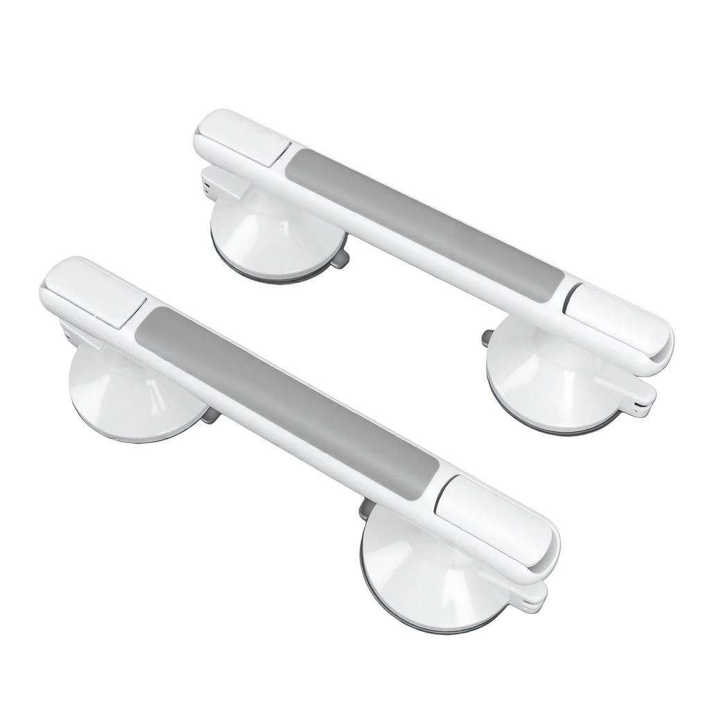 2 Pcs Shower Grab Bar No Drilling Non Slip Suction Cup Handicap Shower Safety Bar Gray