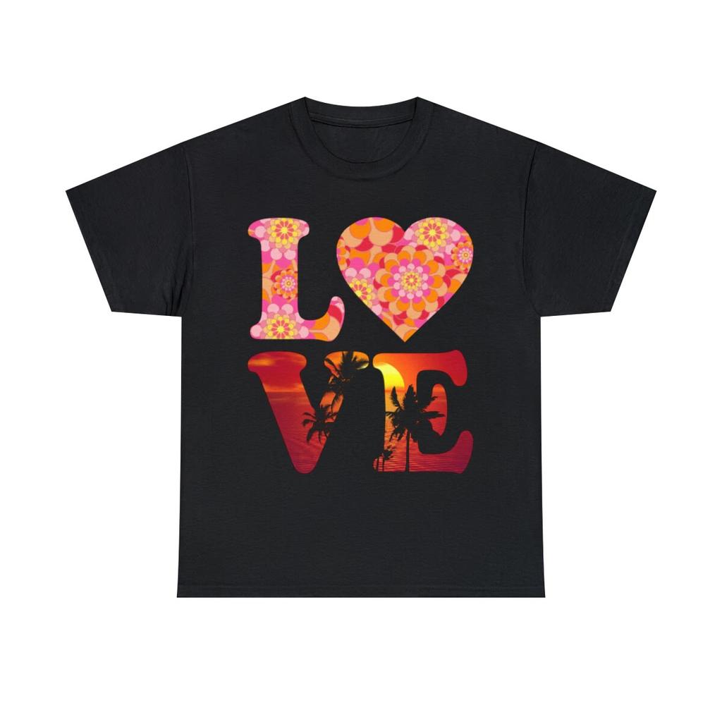 Love Floral Pattern Sunset Graphic Graphic Tee Shirt, S-5XL